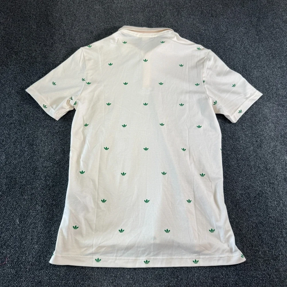 Adidas Originals Printed Trefoil Ivory Polo Mens Size M Short Sleeve Shirt NEW